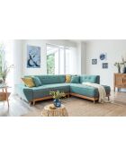 Rechter omvormbare hoekbank Dazzling Daisy Turquoise - 253x190x77 cm