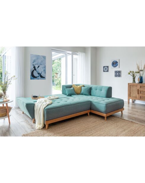 Rechter omvormbare hoekbank Dazzling Daisy Turquoise - 253x190x77 cm