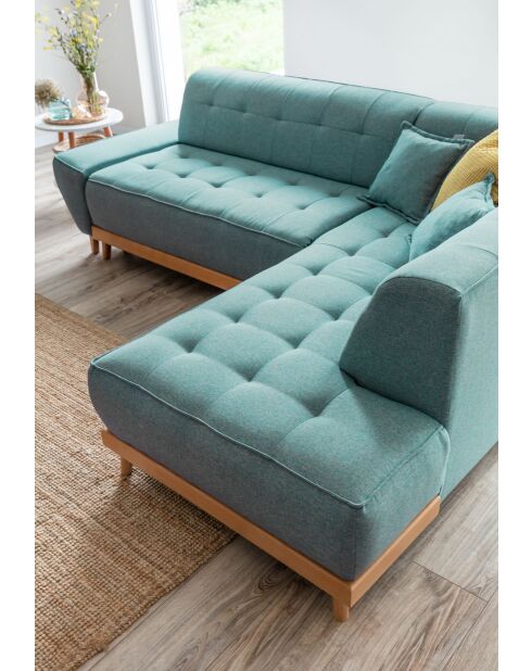 Rechter omvormbare hoekbank Dazzling Daisy Turquoise - 253x190x77 cm