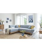 Ecksofa, 6 l, links, umwandelbar, Dazzling Daisy, hellblau, 253 x 190 x 77 cm