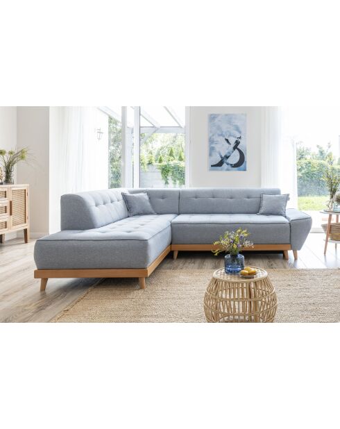 Hoekbank 6pl Links cabriolet Dazzling Daisy Lichtblauw- 253x190x77 cm