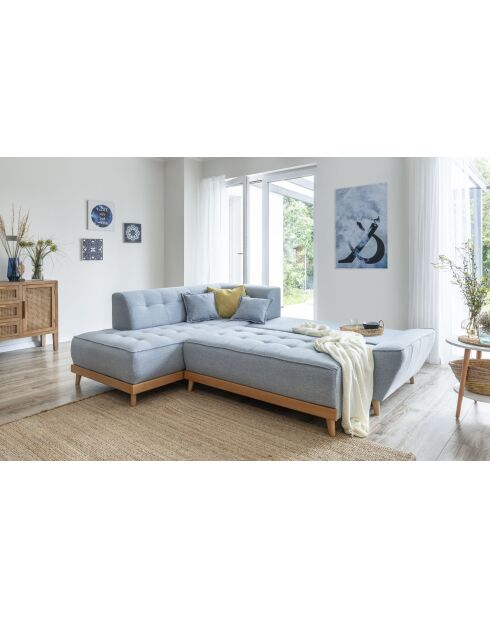 Hoekbank 6pl Links cabriolet Dazzling Daisy Lichtblauw- 253x190x77 cm