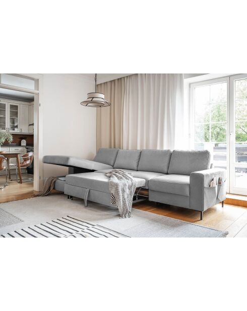 S-MAX Wandelbares Ecksofa linke Ecke Lofty Lilly Hellgrau- 306x150x84 cm