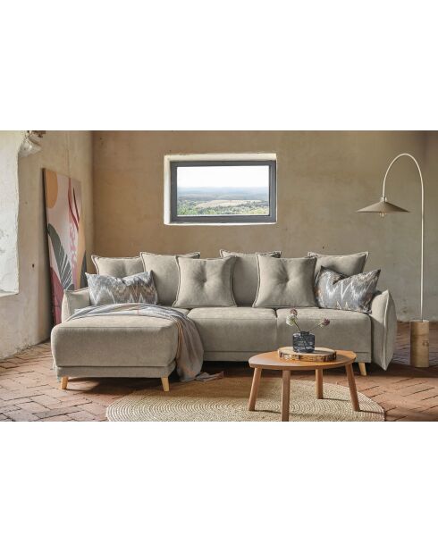Canapé d'angle Convertible reversible Lazy Lukka Taupe- 253x155x85 cm