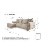 Divano angolare convertibile reversibile Lazy Lukka Taupe - 253x155x85 cm