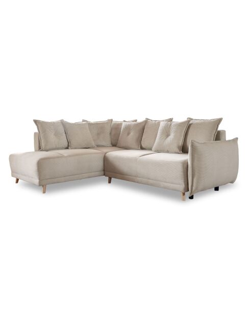 Ecksofa L, umwandelbar, linke Ecke, Lazy Lukka, Beige, 247 x 191 x 85 cm