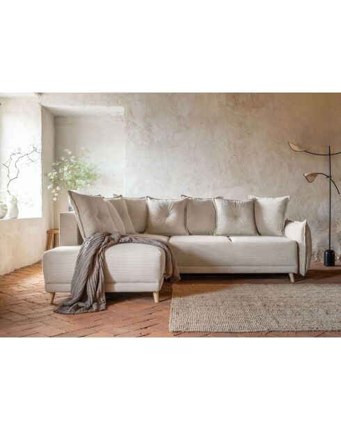 Ecksofa L, umwandelbar, linke Ecke, Lazy Lukka, Beige, 247 x 191 x 85 cm