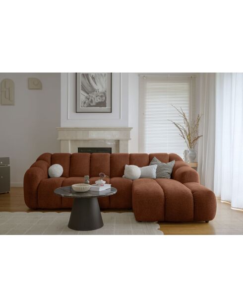 Festes Ecksofa S rechts Shell Terracotta- 255x165x75 cm