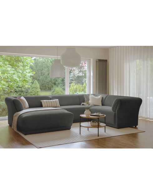 Gatsby grijze vaste U-hoekbank rechts - 341x233x87 cm