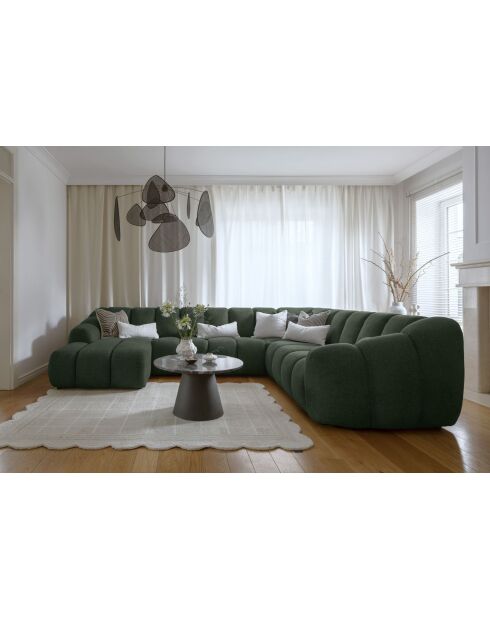 Canapé d'angle Fixe U Gauche Shell Vert foncé- 330x265x75 cm