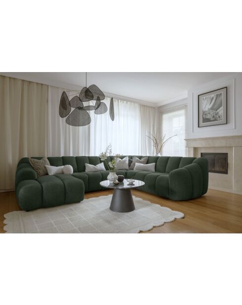 Canapé d'angle Fixe U Gauche Shell Vert foncé- 330x265x75 cm