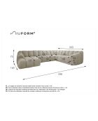 Canapé d'angle Fixe U Gauche Shell Vert foncé- 330x265x75 cm