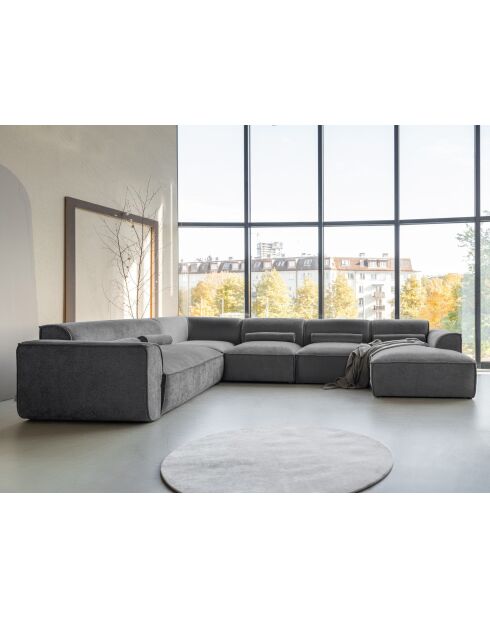 Festes U-Ecksofa, links Flex Felix Dunkelgrau - 337x265x70 cm