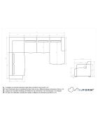 Festes U-Ecksofa, links Flex Felix Dunkelgrau - 337x265x70 cm