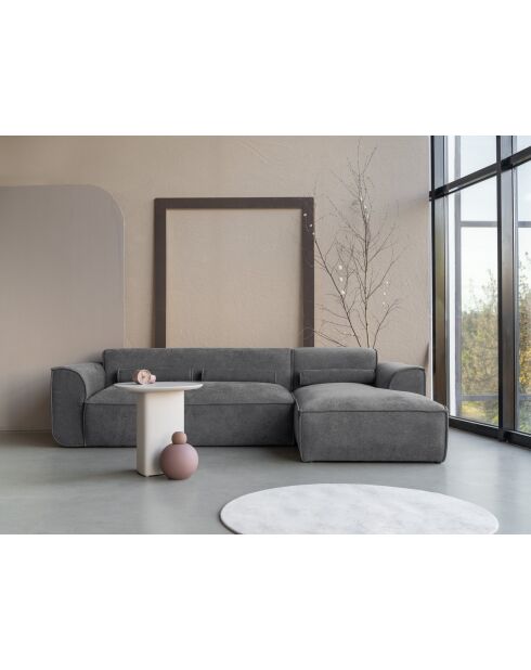 Festes Ecksofa S; gerade Flex Felix Dunkelgrau- 264x154x70 cm