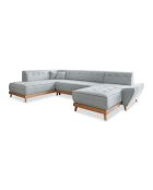 8-fach ausziehbares rechtes Ecksofa Dazzling Daisy Hellgrau- 330x190x77 cm