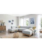 8-fach ausziehbares rechtes Ecksofa Dazzling Daisy Hellgrau- 330x190x77 cm