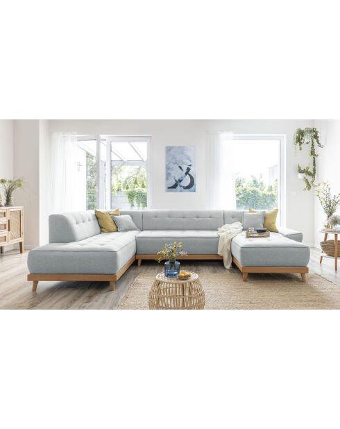 8-fach ausziehbares rechtes Ecksofa Dazzling Daisy Hellgrau- 330x190x77 cm