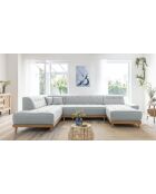 8-fach ausziehbares rechtes Ecksofa Dazzling Daisy Hellgrau- 330x190x77 cm