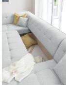8-fach ausziehbares rechtes Ecksofa Dazzling Daisy Hellgrau- 330x190x77 cm