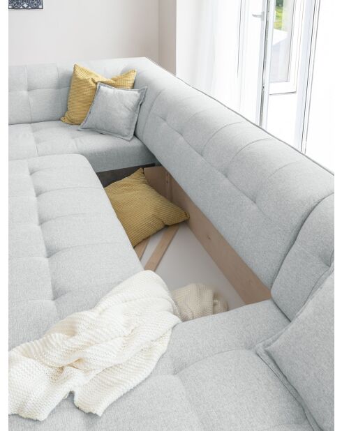 8-fach ausziehbares rechtes Ecksofa Dazzling Daisy Hellgrau- 330x190x77 cm