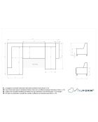 8-fach ausziehbares rechtes Ecksofa Dazzling Daisy Hellgrau- 330x190x77 cm