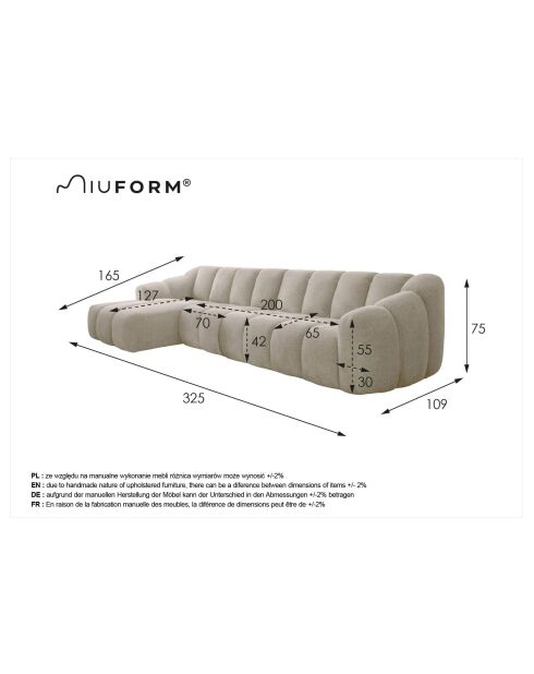 Fixed M Left Shell Ecksofa Dunkelgrün — 325x165x75 cm