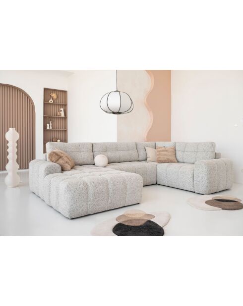 Lulu Cabriolet U-hoekbank links, zout en peper, 333x213x94 cm