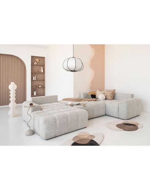 Lulu Cabriolet U-hoekbank links, zout en peper, 333x213x94 cm