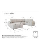 Lulu Cabriolet U-hoekbank links, zout en peper, 333x213x94 cm