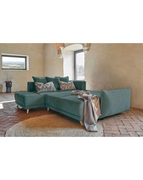 Ecksofa L, umwandelbar, linke Ecke Lazy Lukka, Türkis, 247 x 191 x 85 cm