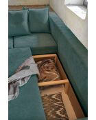 Ecksofa L, umwandelbar, linke Ecke Lazy Lukka, Türkis, 247 x 191 x 85 cm