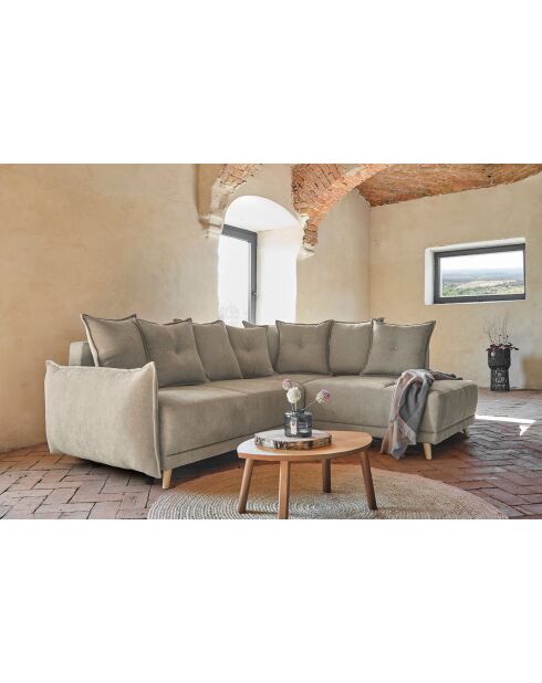 L Omvormbare hoekbank; rechterhoek Lazy Lukka Bottle groen- 247x191x85 cm