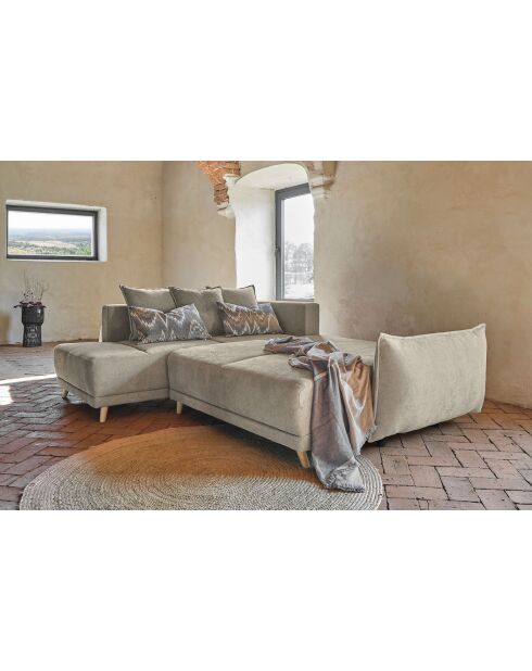 Divano angolare a L convertibile ad angolo sinistro Lazy Lukka Taupe- 247x191x85 cm