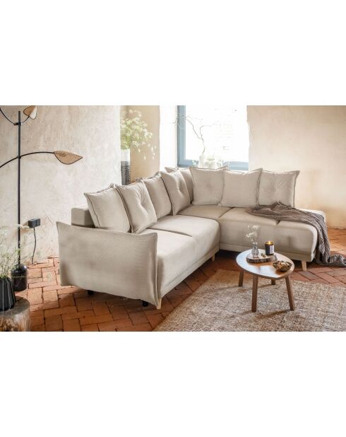 L Omvormbare hoekbank; rechterhoek Lazy Lukka Beige- 247x191x85 cm