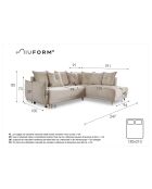 L Omvormbare hoekbank; rechterhoek Lazy Lukka Beige- 247x191x85 cm