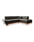 6pl Rechtes ausziehbares Ecksofa Dazzling Daisy Anthracite- 253x190x77 cm