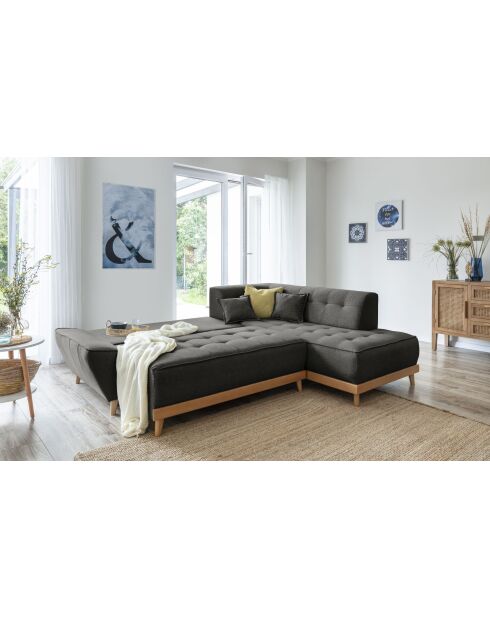 6pl Rechtes ausziehbares Ecksofa Dazzling Daisy Anthracite- 253x190x77 cm