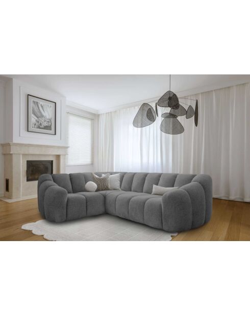 Vaste L-hoekbank links, grijs - 265x205x75 cm