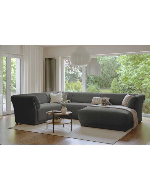 Gatsby grijze vaste U-hoekbank aan de linkerkant - 341x233x87 cm