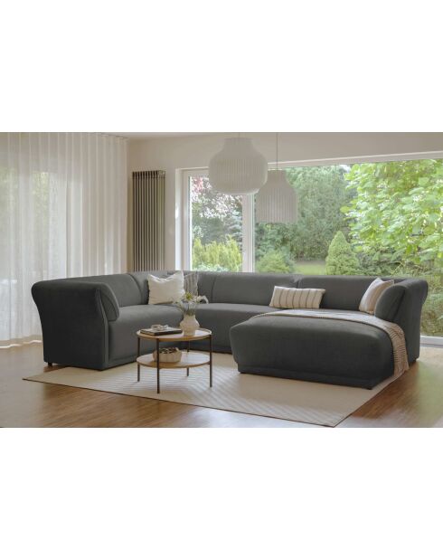 Gatsby grijze vaste U-hoekbank aan de linkerkant - 341x233x87 cm