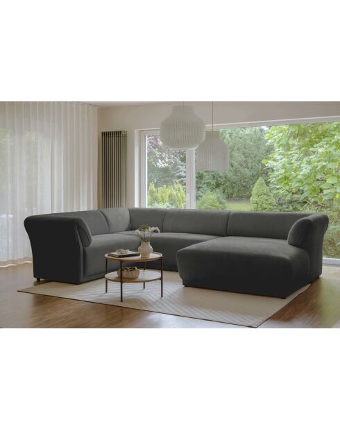 Gatsby grijze vaste U-hoekbank aan de linkerkant - 341x233x87 cm