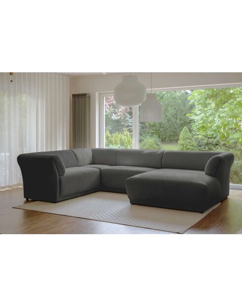 Gatsby grijze vaste U-hoekbank aan de linkerkant - 341x233x87 cm