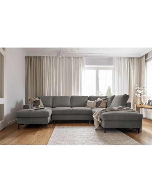 Lofty Lilly lichtgrijze converteerbare rechthoekige U-hoekbank - 303x197x84 cm