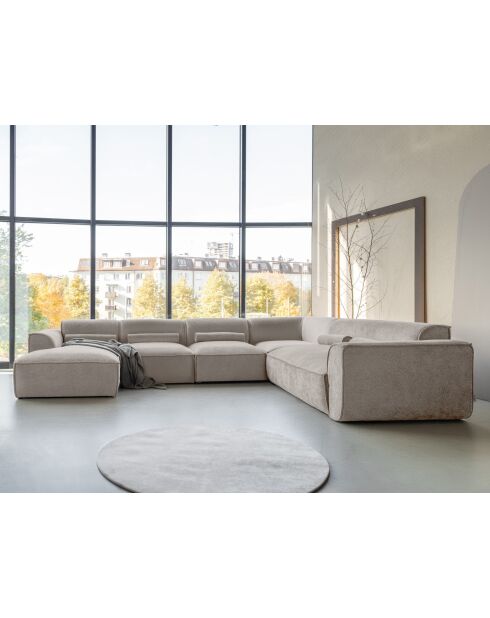 Fixiertes U-Ecksofa, Right Flex Felix Dunkelbeige — 337x265x70 cm
