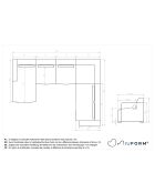 Fixiertes U-Ecksofa, Right Flex Felix Dunkelbeige — 337x265x70 cm