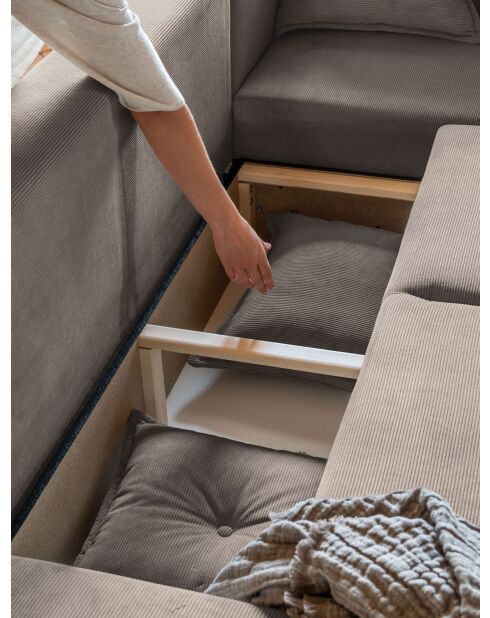 Canapé d'angle Convertible reversible Lazy Lukka Latte- 253x155x85 cm