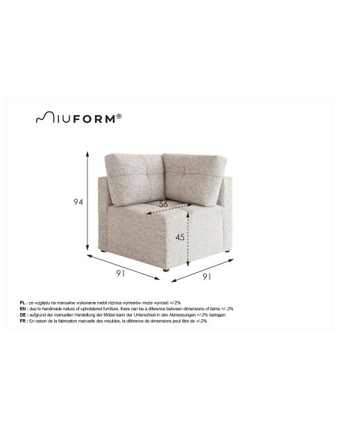 Lulu Eckmodul, 91 x 91 x 94 cm, Beige