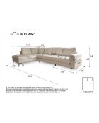 L-MAX Lofty Lilly Ecksofa, umwandelbar, links, 304 x 197 x 84 cm, Marineblau