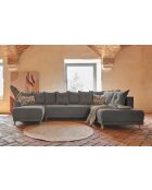 U Hoekbank Omvormbaar Rechthoekig Lazy Lukka Donkergrijs - 320x191x85 cm